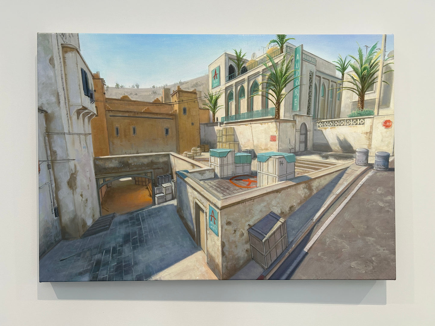 Oil Painting of Dust 2 from Counter-Strike 2, A Bomb Site - Original Painting