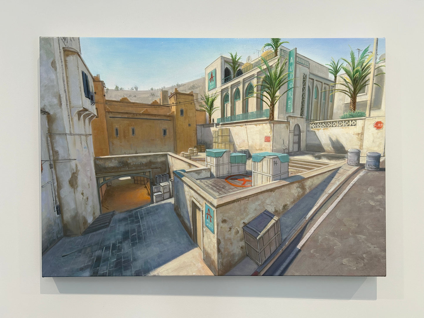 Oil Painting of Dust 2 from Counter-Strike 2, A Bomb Site - Original Painting