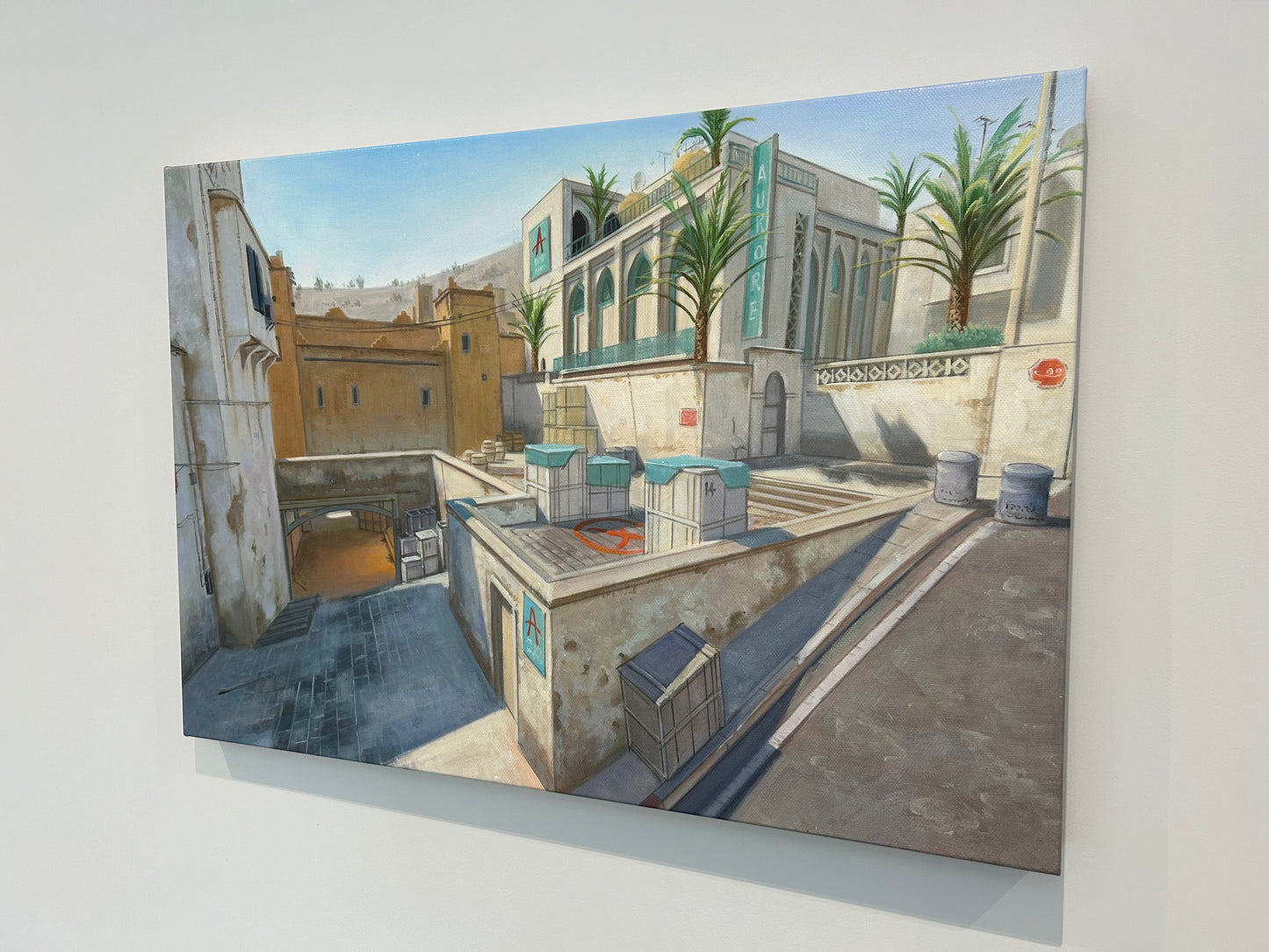 Oil Painting of Dust 2 from Counter-Strike 2, A Bomb Site - Original Painting