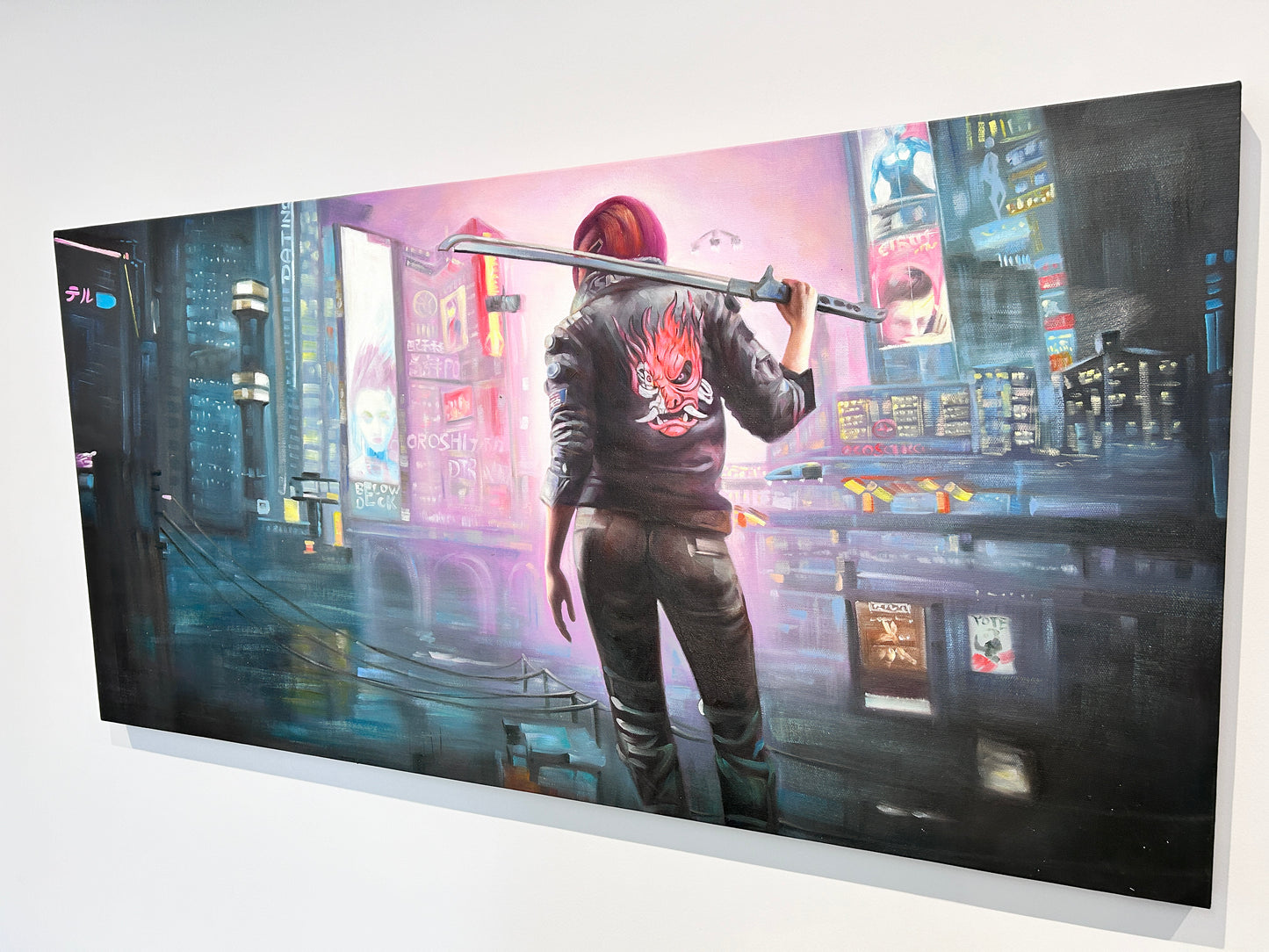 Cyberpunk 2077 - Cityscape - Oil on canvas - Large